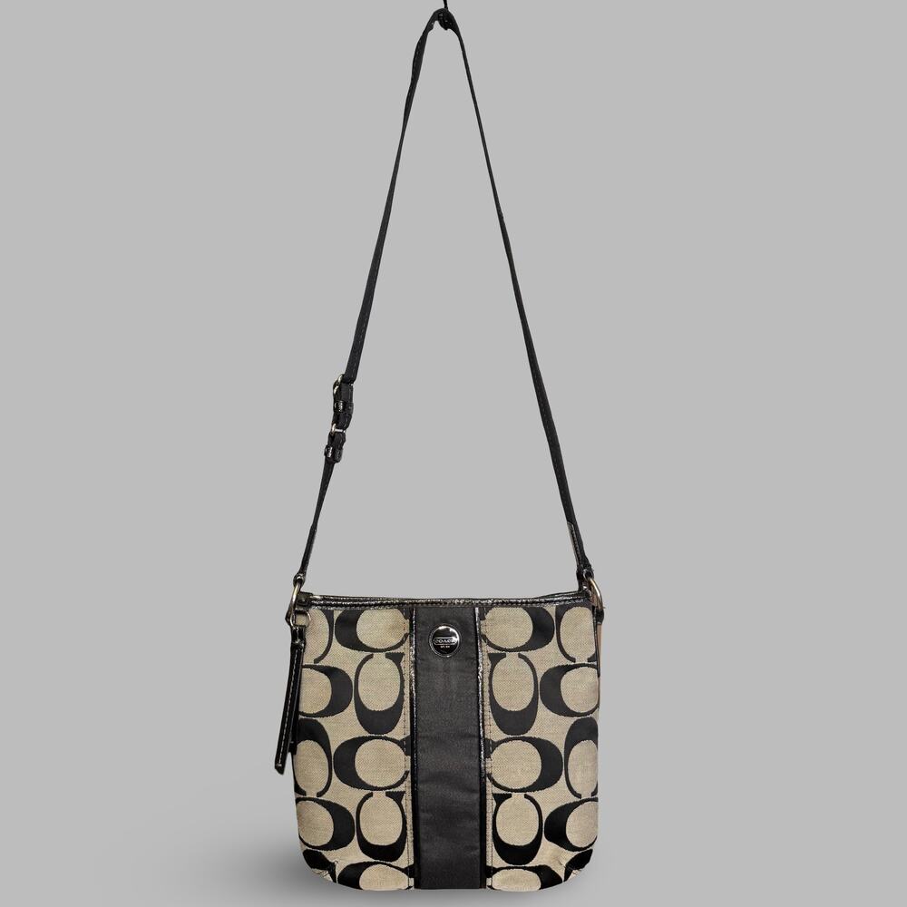 Coach Signature Stripe File Crossbody Bag.